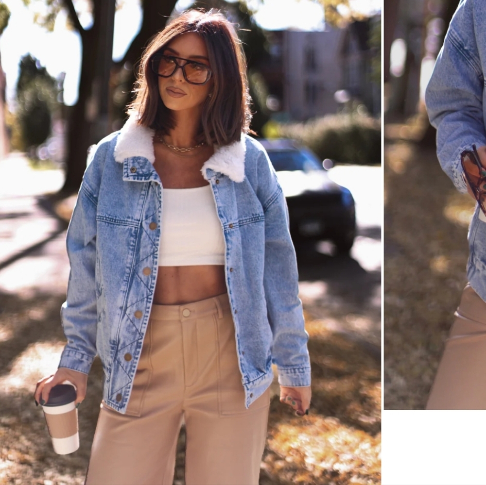 Paperheart Sherpa Collar Denim Jacket NWT